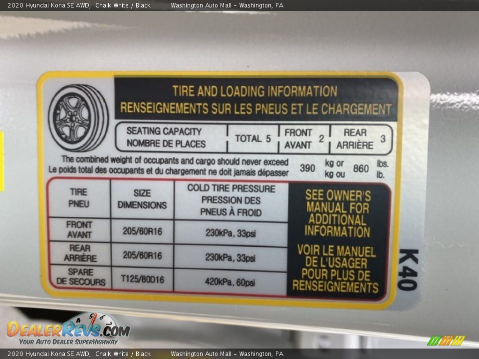 2020 Hyundai Kona SE AWD Chalk White / Black Photo #9