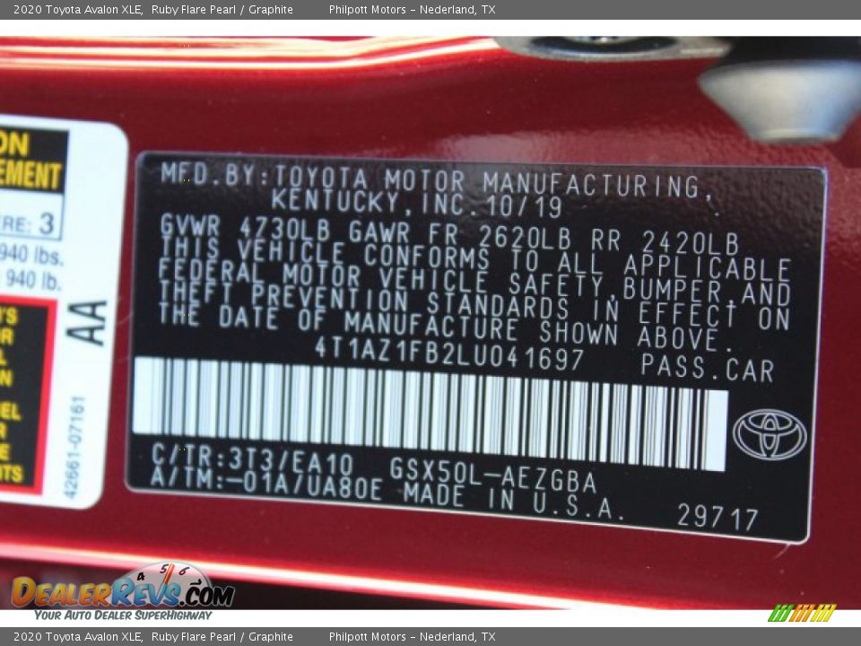 2020 Toyota Avalon XLE Ruby Flare Pearl / Graphite Photo #27