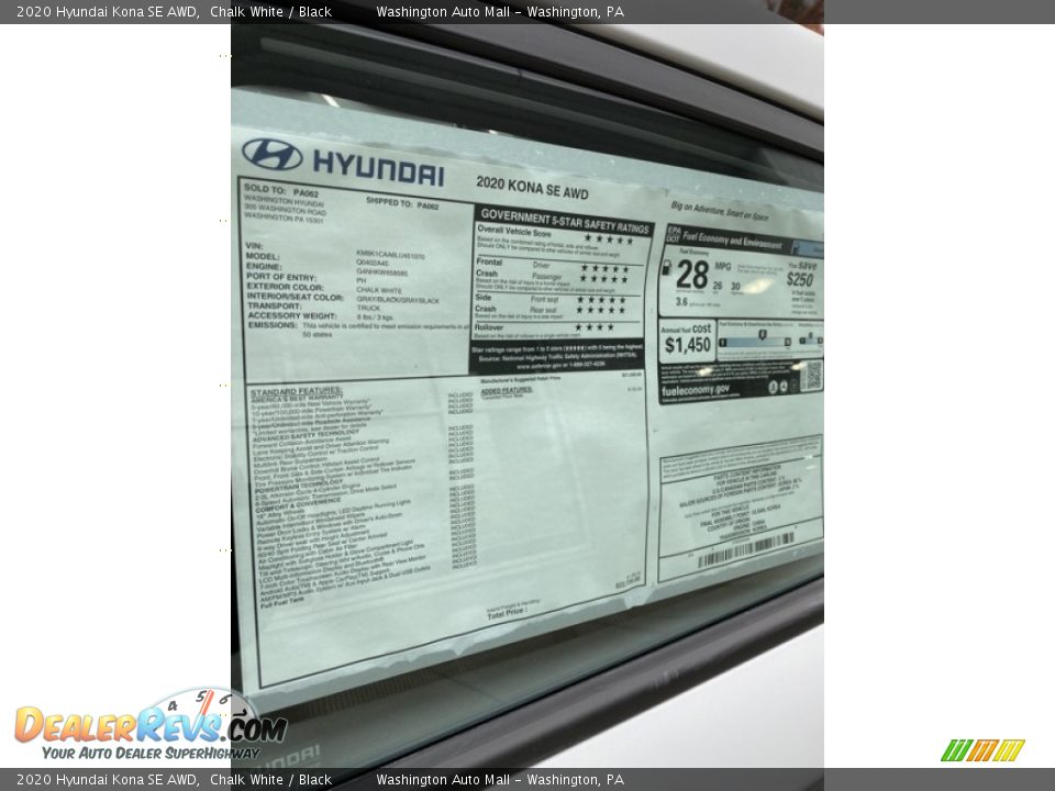 2020 Hyundai Kona SE AWD Chalk White / Black Photo #16