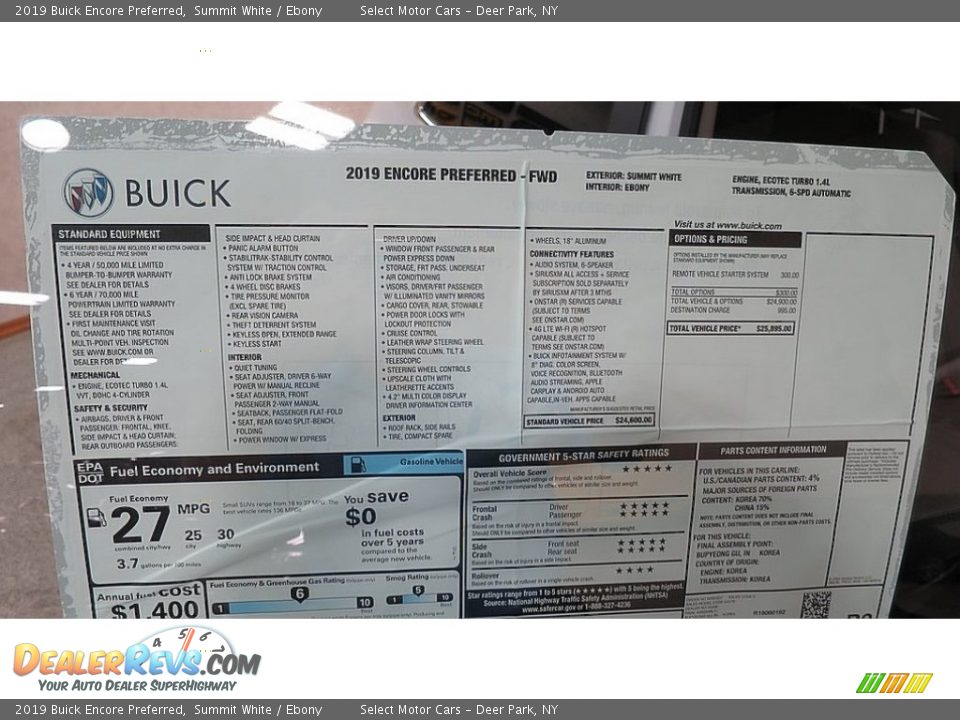 2019 Buick Encore Preferred Summit White / Ebony Photo #23