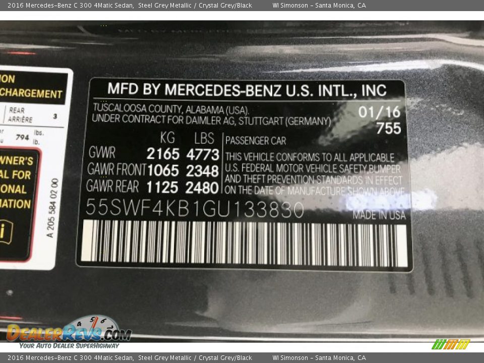 2016 Mercedes-Benz C 300 4Matic Sedan Steel Grey Metallic / Crystal Grey/Black Photo #24