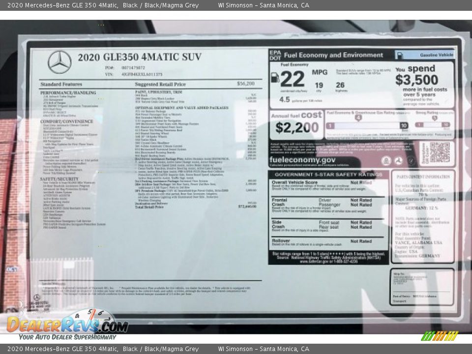 2020 Mercedes-Benz GLE 350 4Matic Black / Black/Magma Grey Photo #10