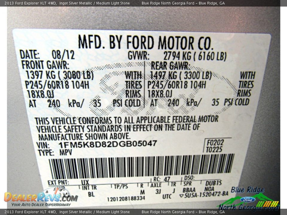 2013 Ford Explorer XLT 4WD Ingot Silver Metallic / Medium Light Stone Photo #28