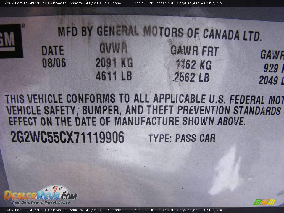 2007 Pontiac Grand Prix GXP Sedan Shadow Gray Metallic / Ebony Photo #28