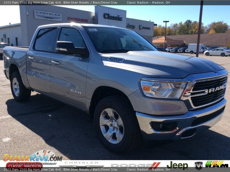 2020 Ram 1500 Big Horn Crew Cab 4x4 Billet Silver Metallic / Black/Diesel Gray Photo #1
