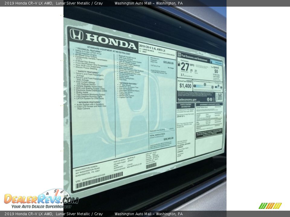 2019 Honda CR-V LX AWD Lunar Silver Metallic / Gray Photo #15