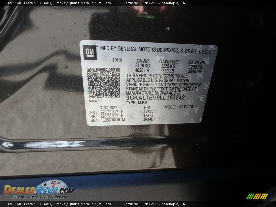 2020 GMC Terrain SLE AWD Smokey Quartz Metallic / Jet Black Photo #12