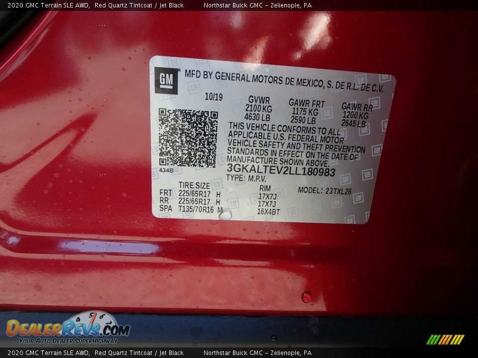 2020 GMC Terrain SLE AWD Red Quartz Tintcoat / Jet Black Photo #12