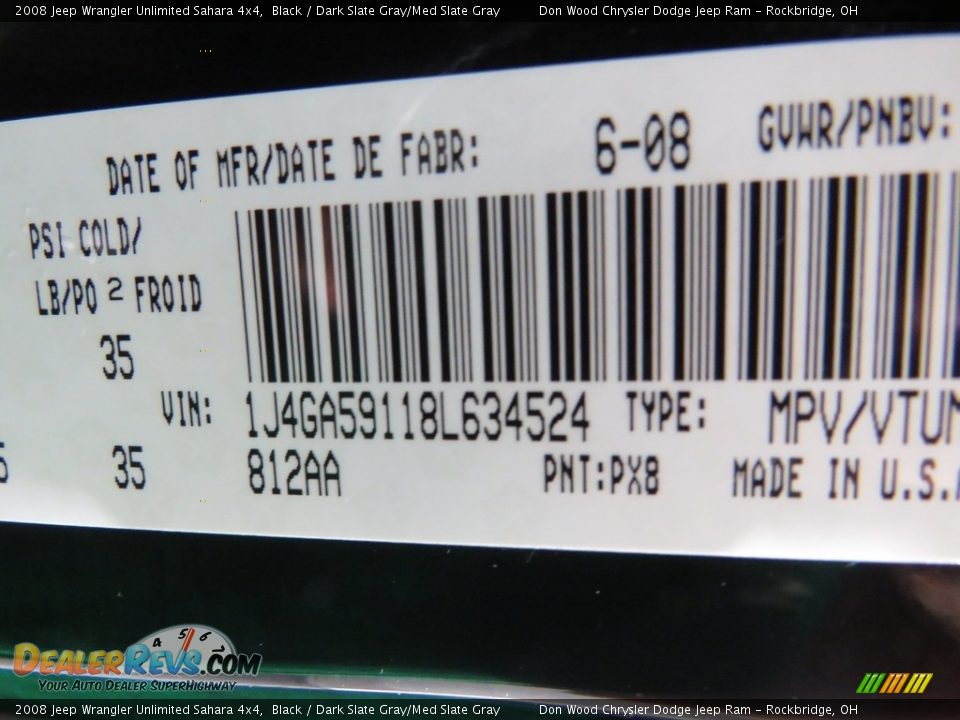 2008 Jeep Wrangler Unlimited Sahara 4x4 Black / Dark Slate Gray/Med Slate Gray Photo #35