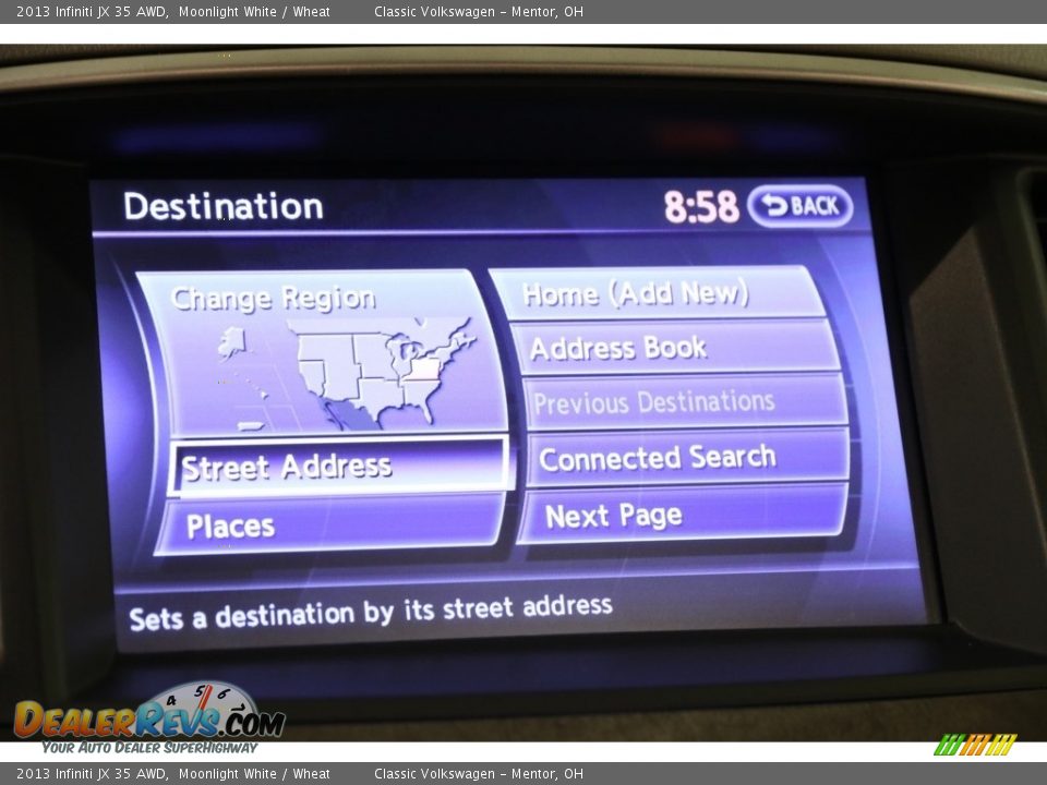 2013 Infiniti JX 35 AWD Moonlight White / Wheat Photo #11