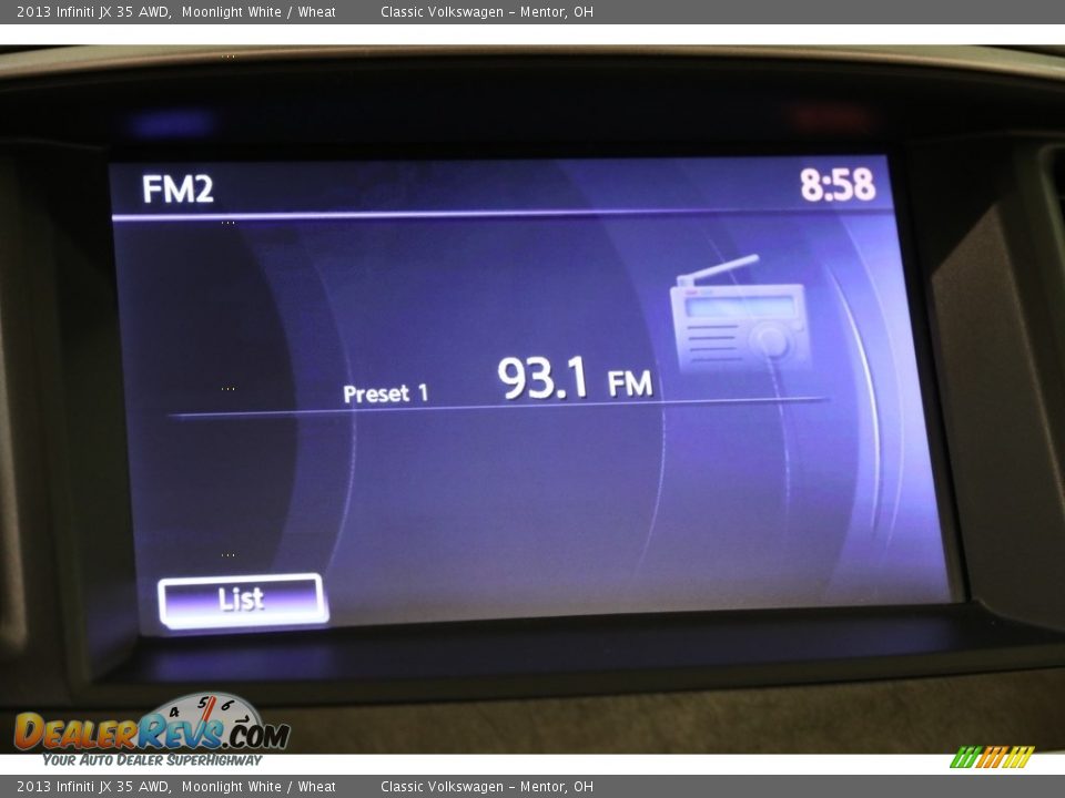 2013 Infiniti JX 35 AWD Moonlight White / Wheat Photo #12