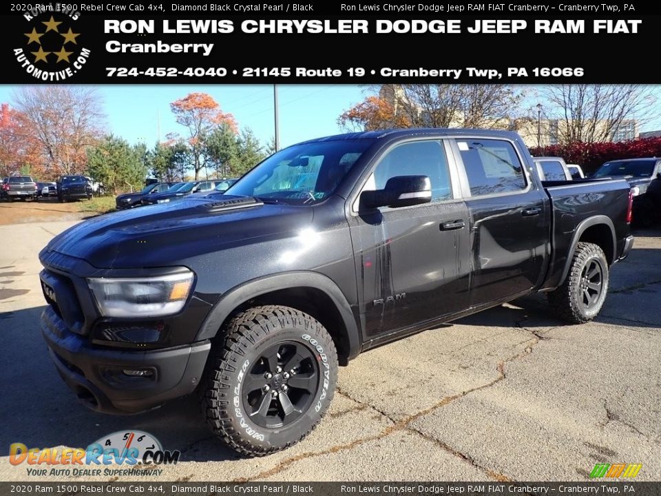 2020 Ram 1500 Rebel Crew Cab 4x4 Diamond Black Crystal Pearl / Black Photo #1