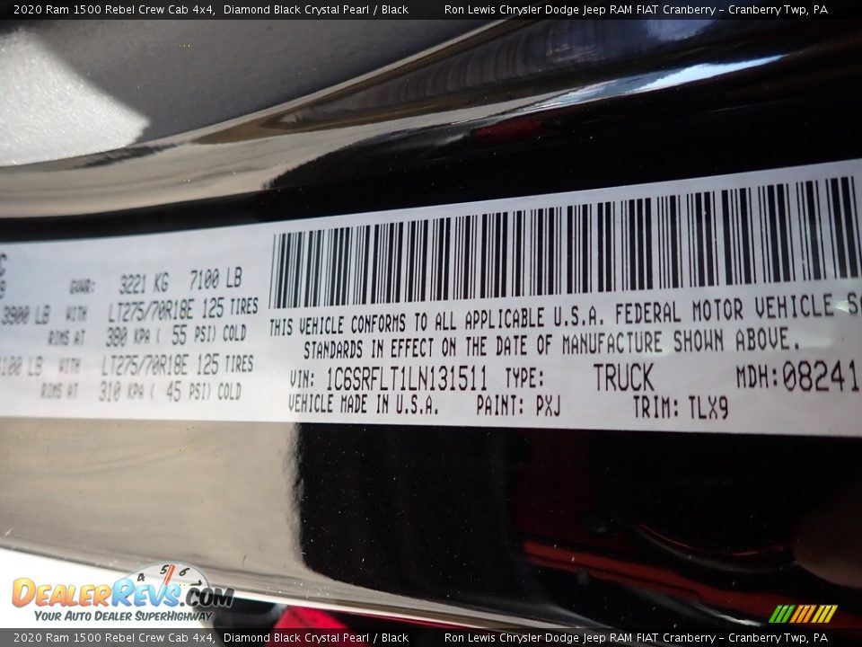 2020 Ram 1500 Rebel Crew Cab 4x4 Diamond Black Crystal Pearl / Black Photo #15