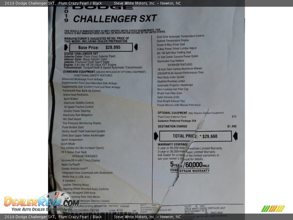 2019 Dodge Challenger SXT Plum Crazy Pearl / Black Photo #31