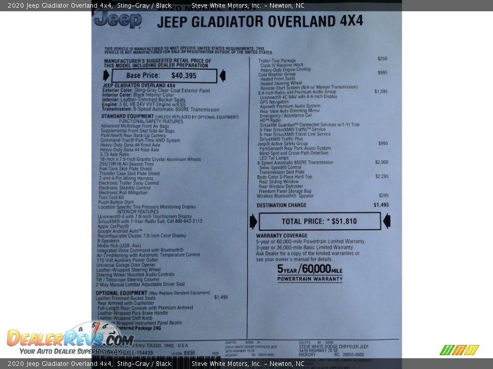 2020 Jeep Gladiator Overland 4x4 Sting-Gray / Black Photo #35