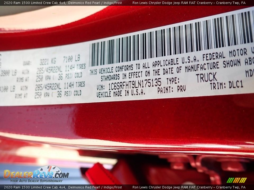 2020 Ram 1500 Limited Crew Cab 4x4 Delmonico Red Pearl / Indigo/Frost Photo #15