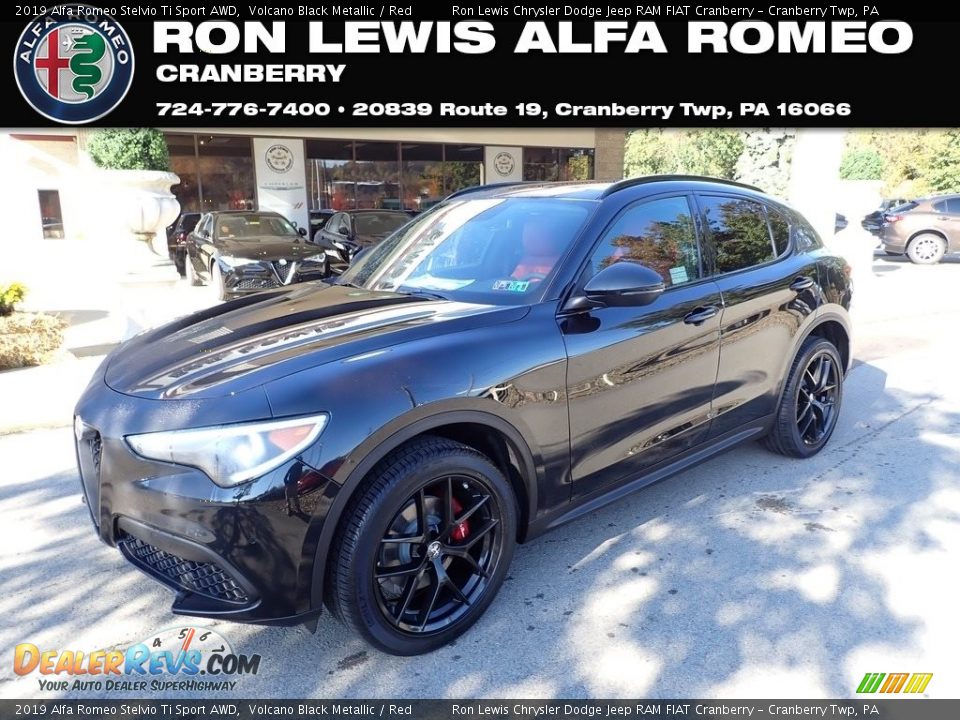 2019 Alfa Romeo Stelvio Ti Sport AWD Volcano Black Metallic / Red Photo #1