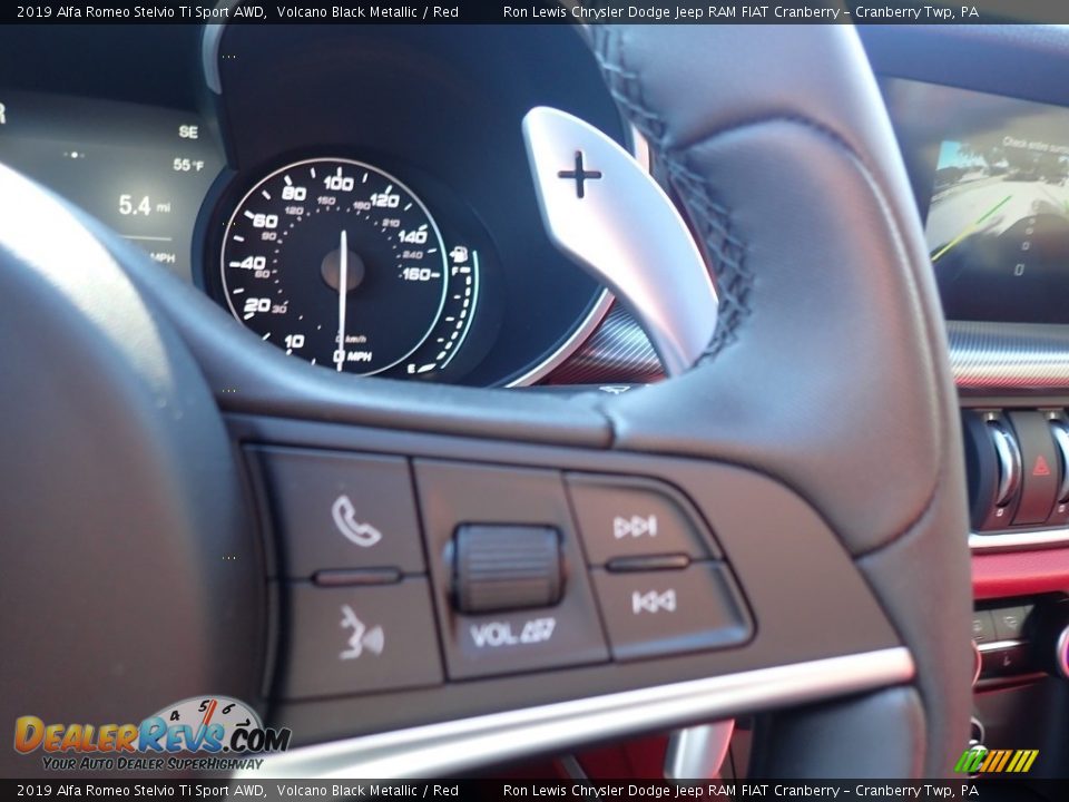 2019 Alfa Romeo Stelvio Ti Sport AWD Volcano Black Metallic / Red Photo #24