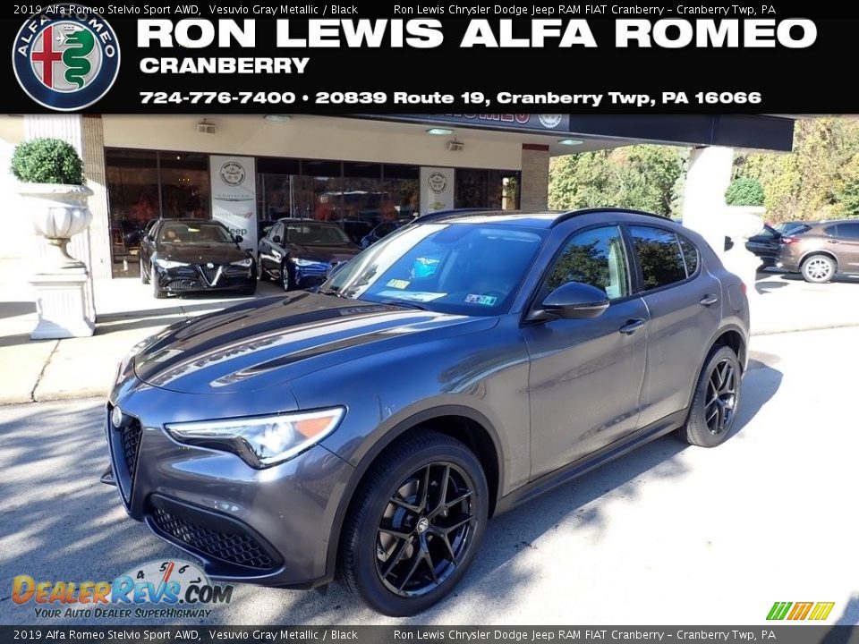 2019 Alfa Romeo Stelvio Sport AWD Vesuvio Gray Metallic / Black Photo #1