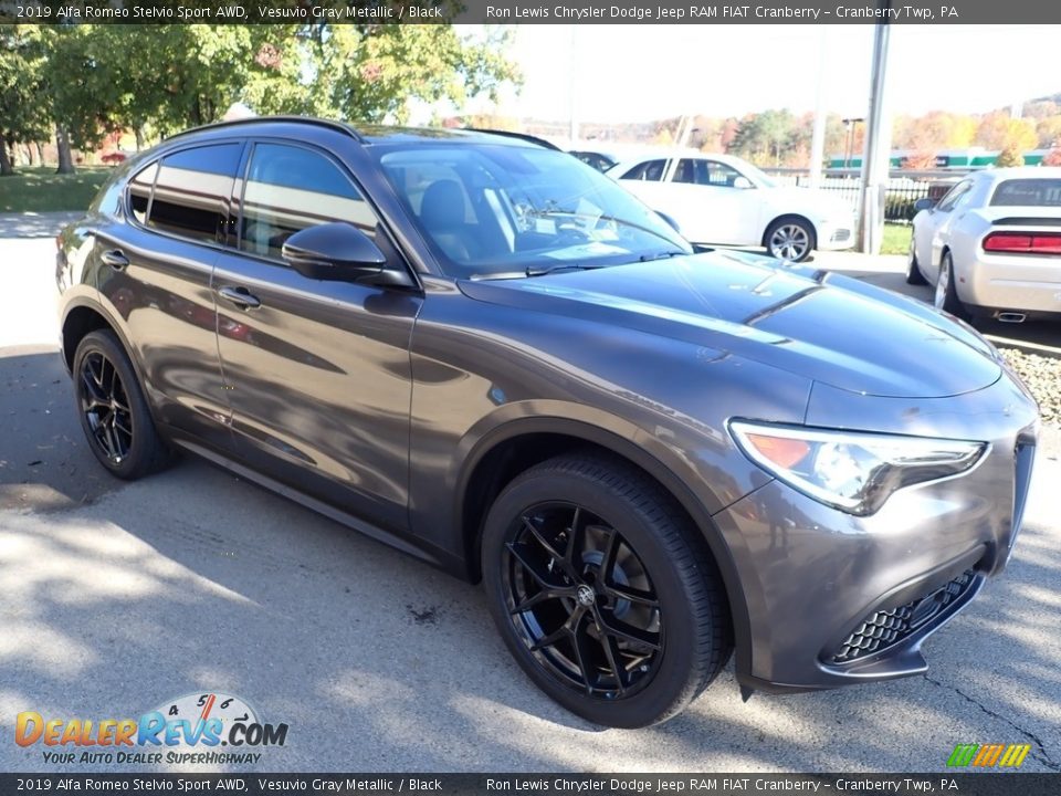 2019 Alfa Romeo Stelvio Sport AWD Vesuvio Gray Metallic / Black Photo #11
