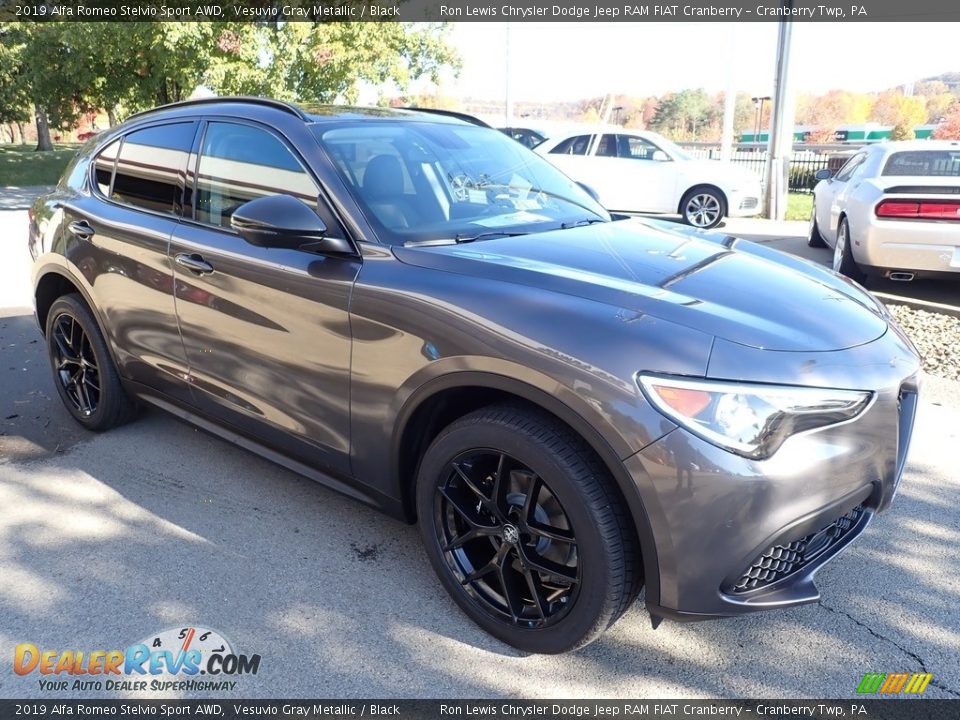 2019 Alfa Romeo Stelvio Sport AWD Vesuvio Gray Metallic / Black Photo #12