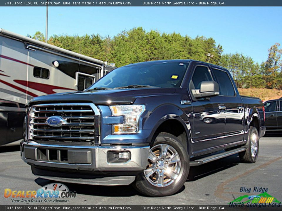 2015 Ford F150 XLT SuperCrew Blue Jeans Metallic / Medium Earth Gray Photo #1
