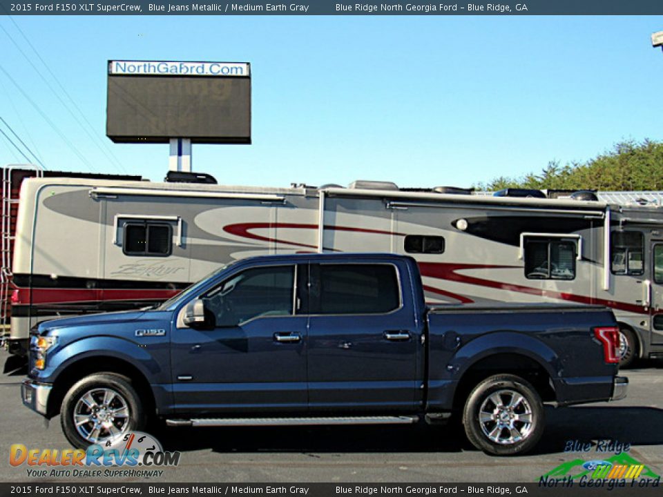 2015 Ford F150 XLT SuperCrew Blue Jeans Metallic / Medium Earth Gray Photo #2