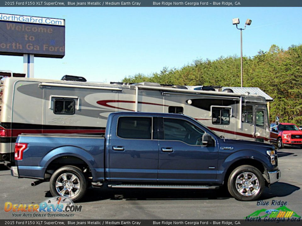 2015 Ford F150 XLT SuperCrew Blue Jeans Metallic / Medium Earth Gray Photo #6