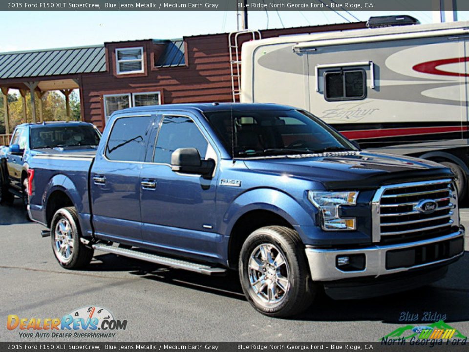 2015 Ford F150 XLT SuperCrew Blue Jeans Metallic / Medium Earth Gray Photo #7