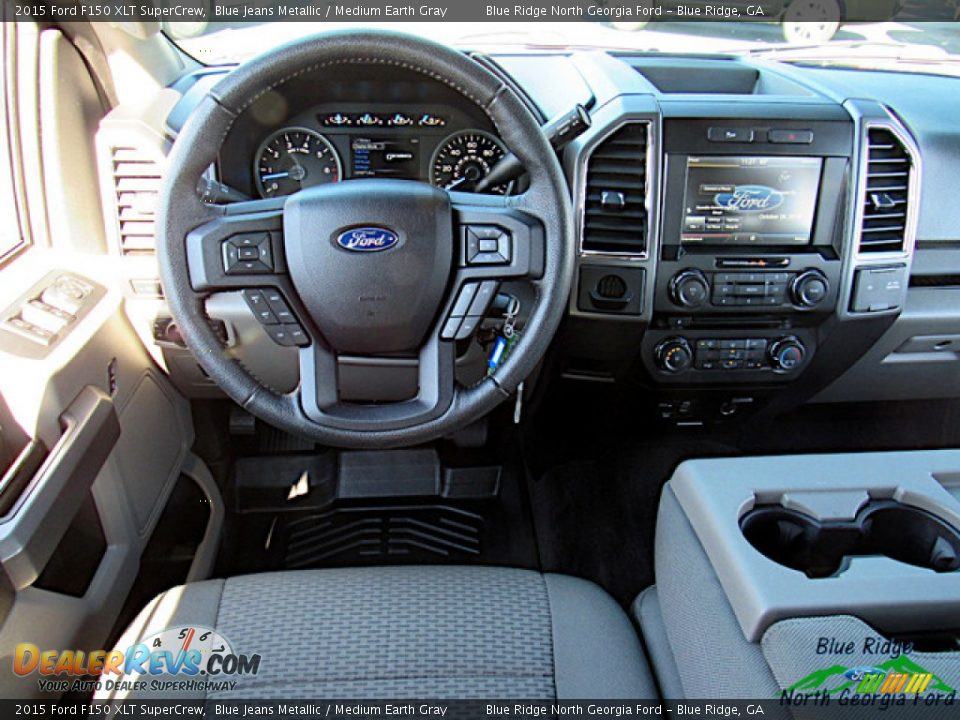 2015 Ford F150 XLT SuperCrew Blue Jeans Metallic / Medium Earth Gray Photo #17