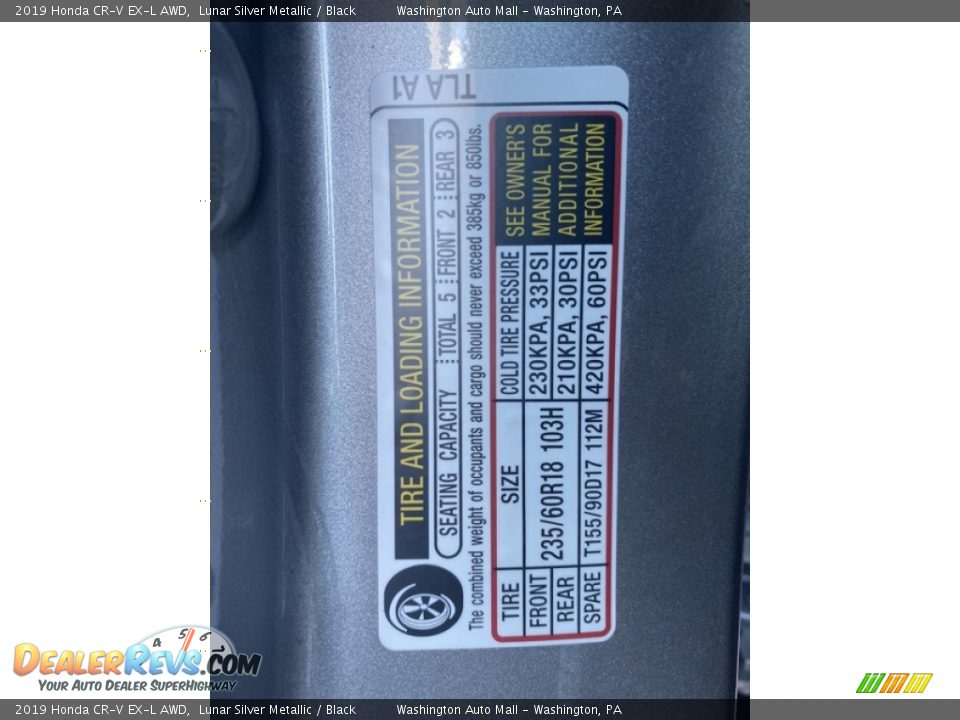 2019 Honda CR-V EX-L AWD Lunar Silver Metallic / Black Photo #8