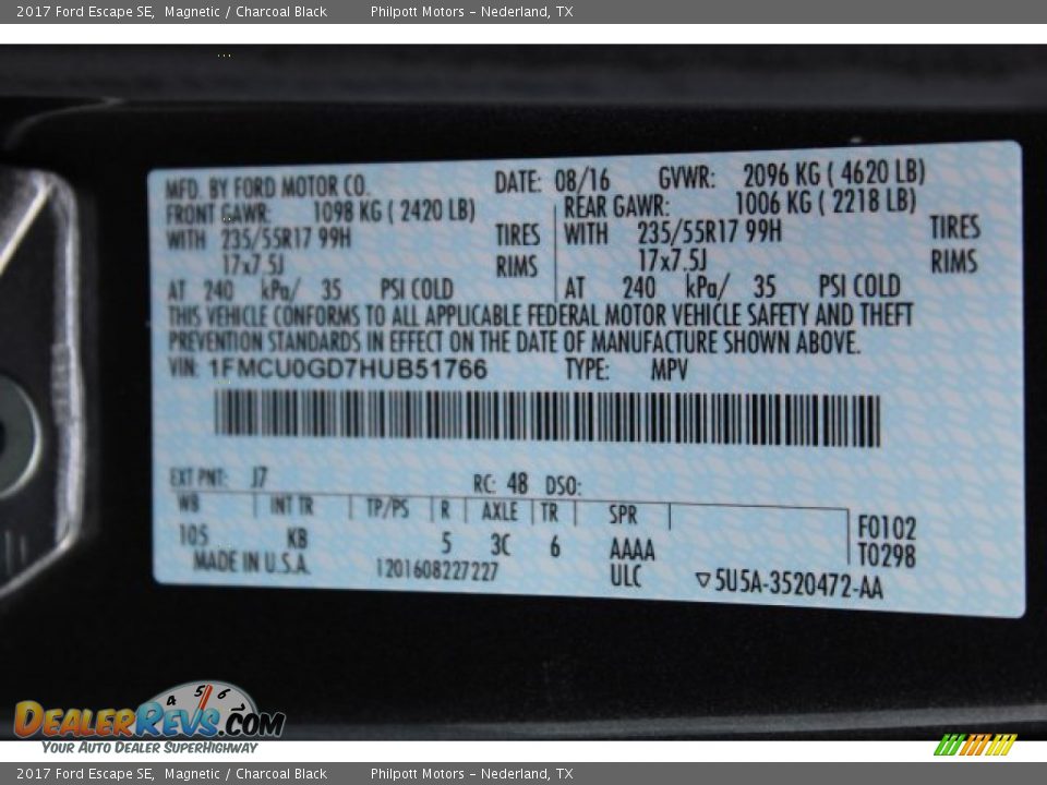 2017 Ford Escape SE Magnetic / Charcoal Black Photo #31