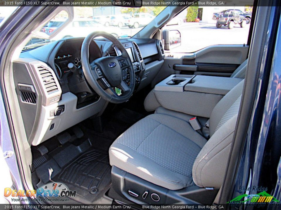 2015 Ford F150 XLT SuperCrew Blue Jeans Metallic / Medium Earth Gray Photo #28