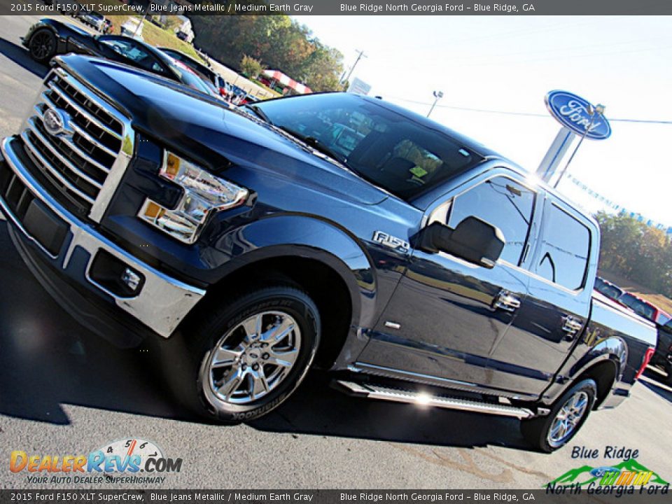 2015 Ford F150 XLT SuperCrew Blue Jeans Metallic / Medium Earth Gray Photo #31
