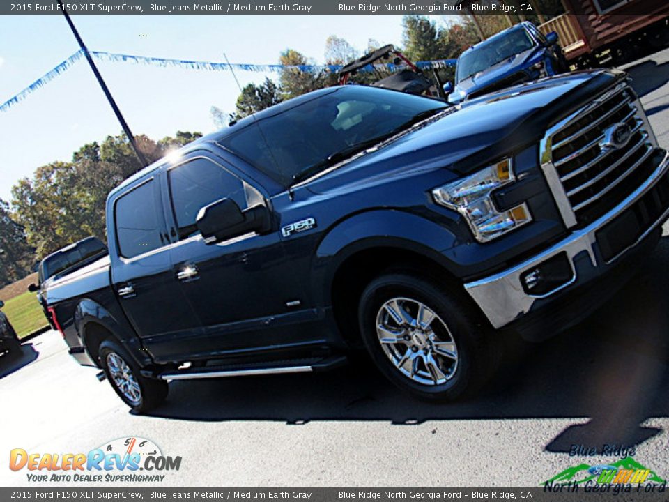 2015 Ford F150 XLT SuperCrew Blue Jeans Metallic / Medium Earth Gray Photo #32