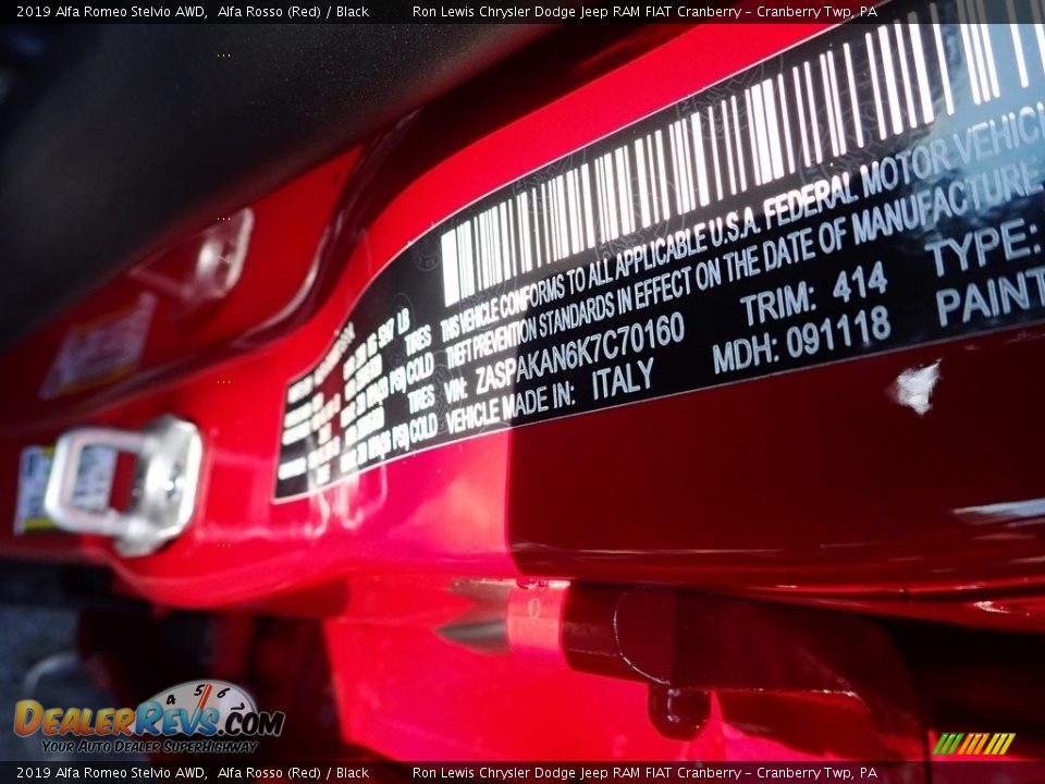 2019 Alfa Romeo Stelvio AWD Alfa Rosso (Red) / Black Photo #20