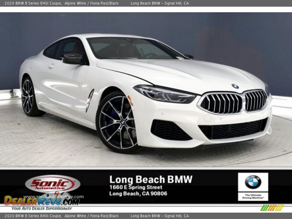 2020 BMW 8 Series 840i Coupe Alpine White / Fiona Red/Black Photo #1