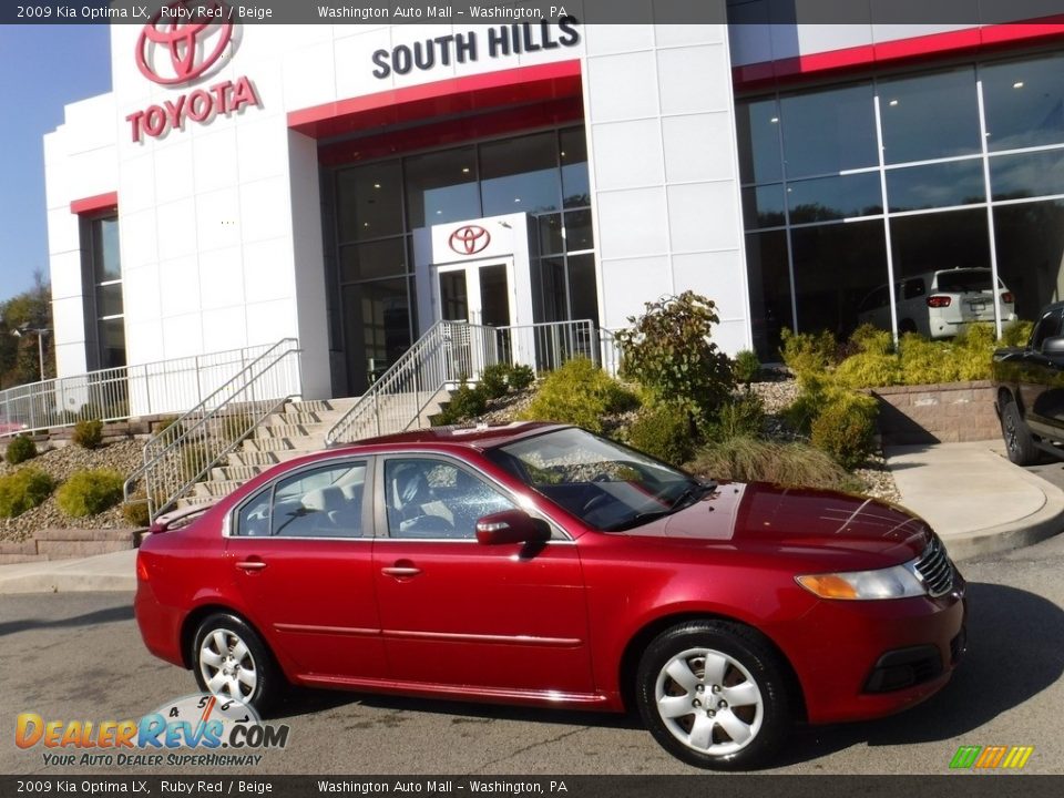 2009 Kia Optima LX Ruby Red / Beige Photo #2