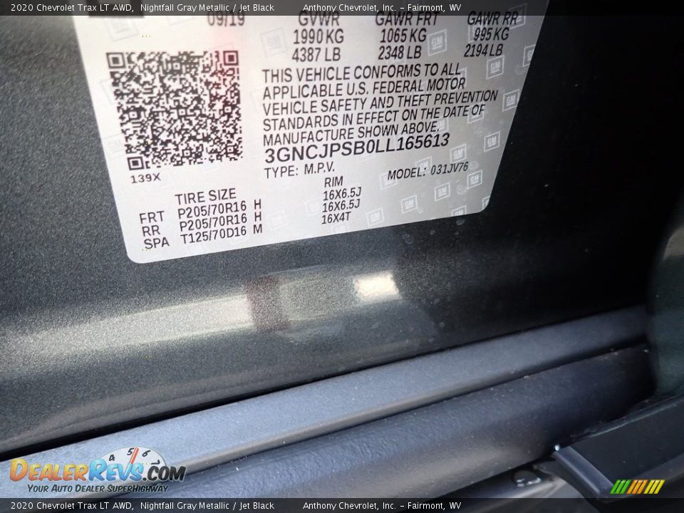2020 Chevrolet Trax LT AWD Nightfall Gray Metallic / Jet Black Photo #15