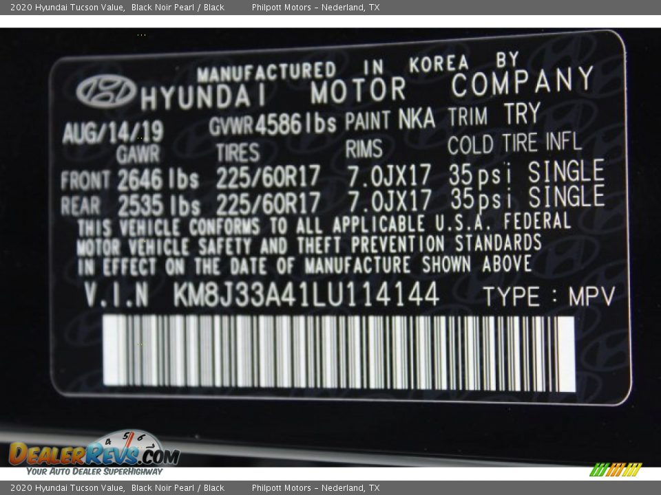 2020 Hyundai Tucson Value Black Noir Pearl / Black Photo #26