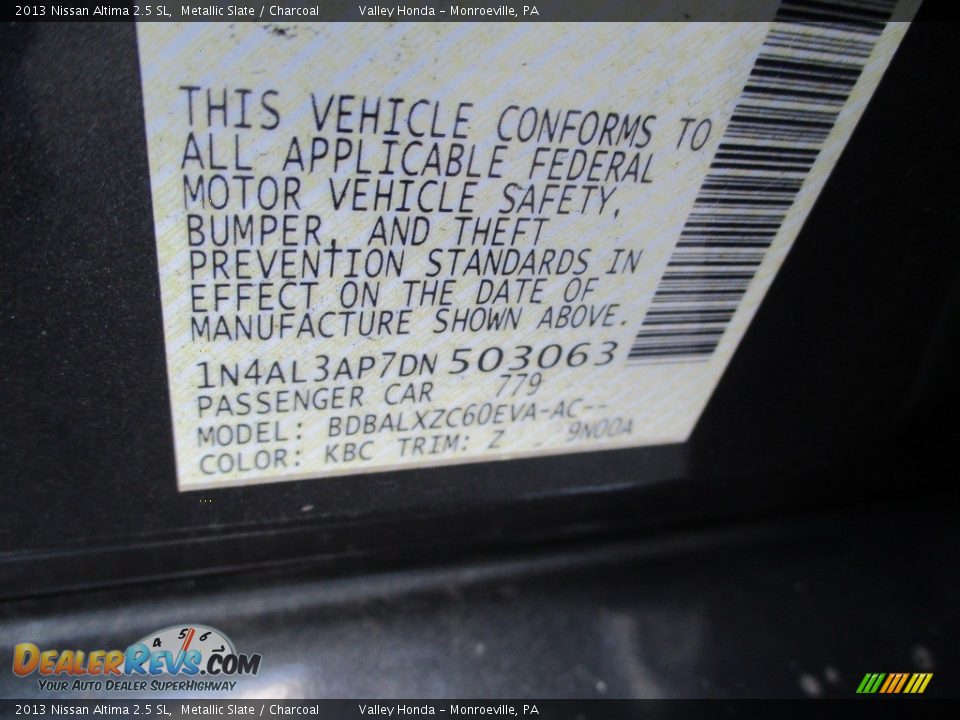 2013 Nissan Altima 2.5 SL Metallic Slate / Charcoal Photo #19