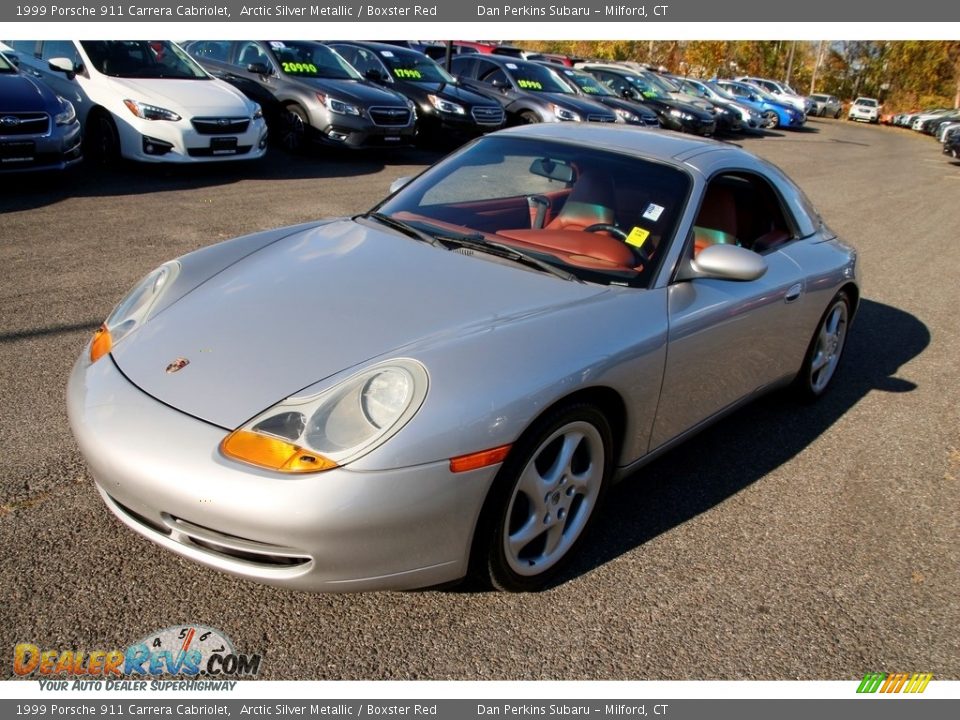 1999 Porsche 911 Carrera Cabriolet Arctic Silver Metallic / Boxster Red Photo #1