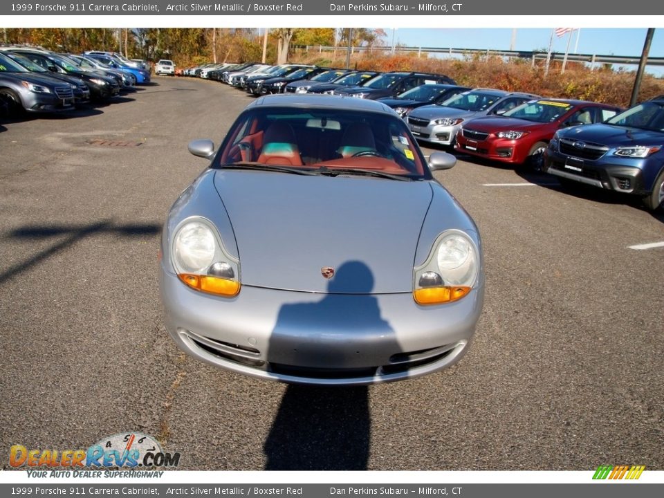 1999 Porsche 911 Carrera Cabriolet Arctic Silver Metallic / Boxster Red Photo #2