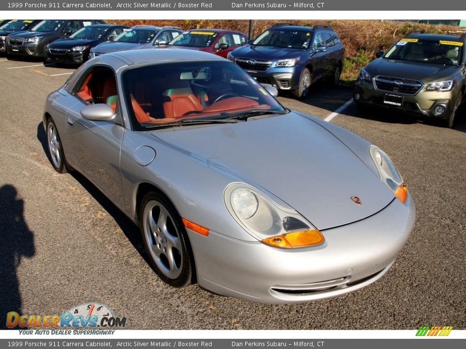 1999 Porsche 911 Carrera Cabriolet Arctic Silver Metallic / Boxster Red Photo #3