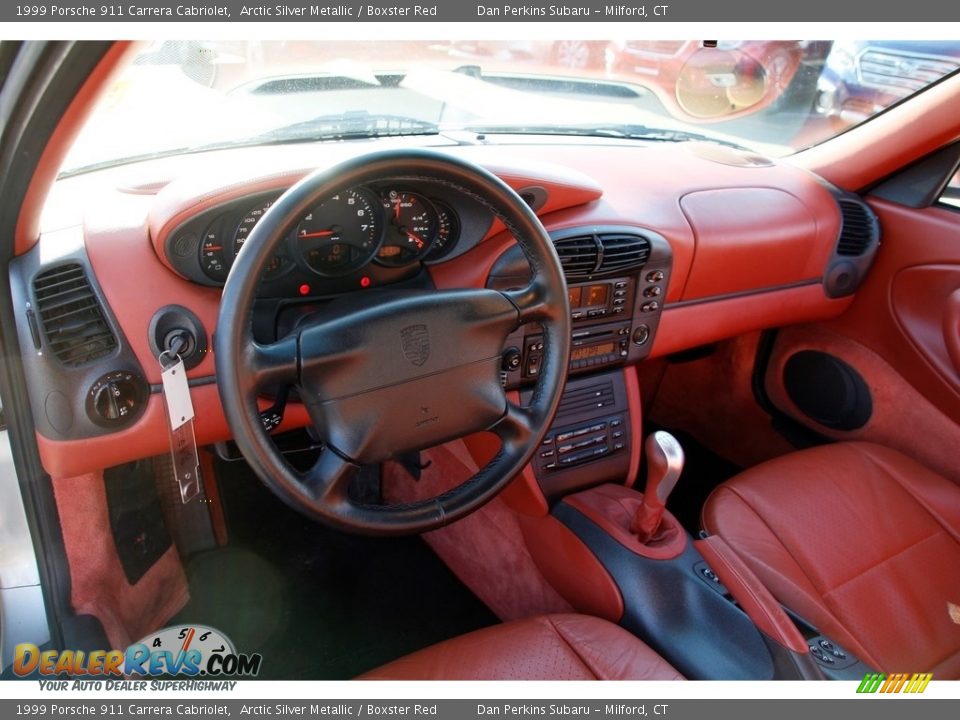1999 Porsche 911 Carrera Cabriolet Arctic Silver Metallic / Boxster Red Photo #10
