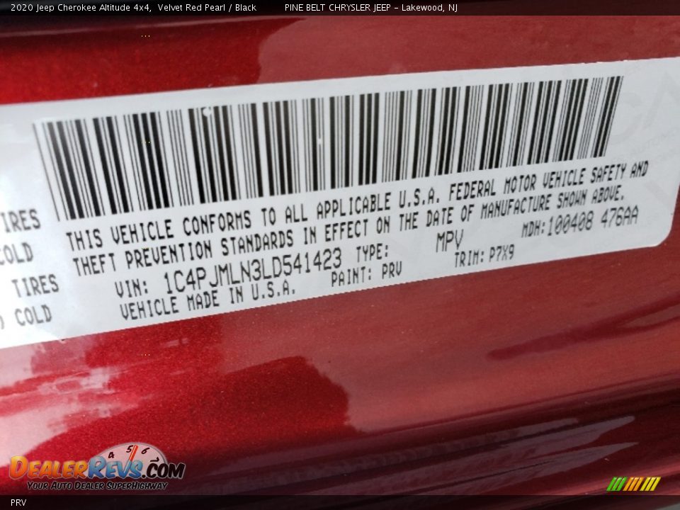 Jeep Color Code PRV Velvet Red Pearl