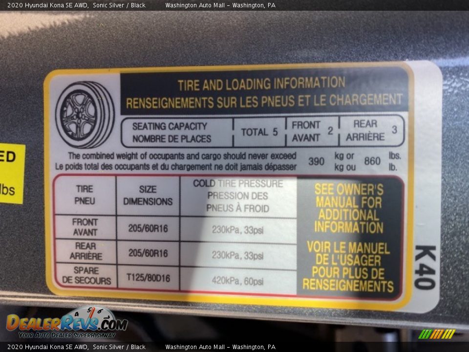 2020 Hyundai Kona SE AWD Sonic Silver / Black Photo #9