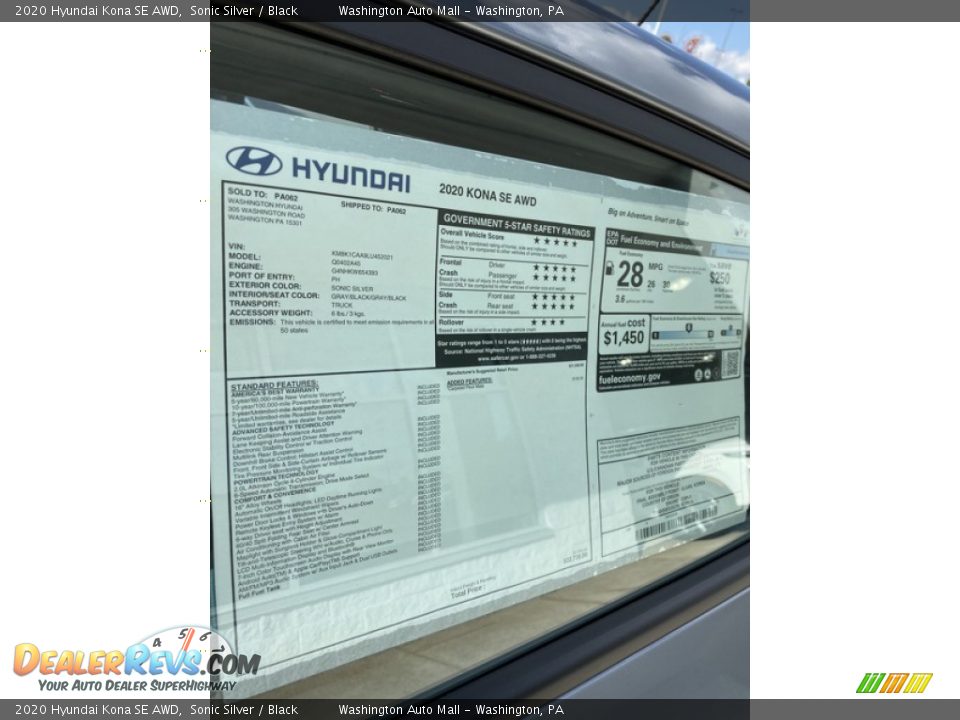 2020 Hyundai Kona SE AWD Sonic Silver / Black Photo #16