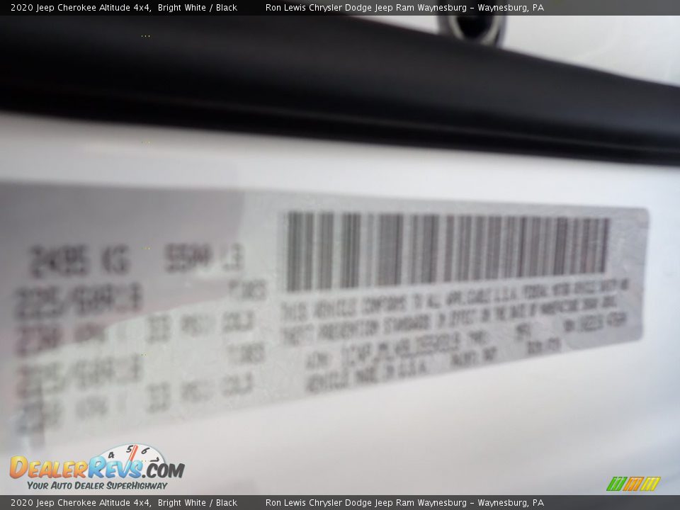 2020 Jeep Cherokee Altitude 4x4 Bright White / Black Photo #16