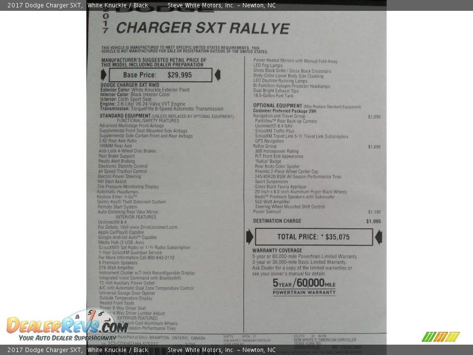 2017 Dodge Charger SXT White Knuckle / Black Photo #36